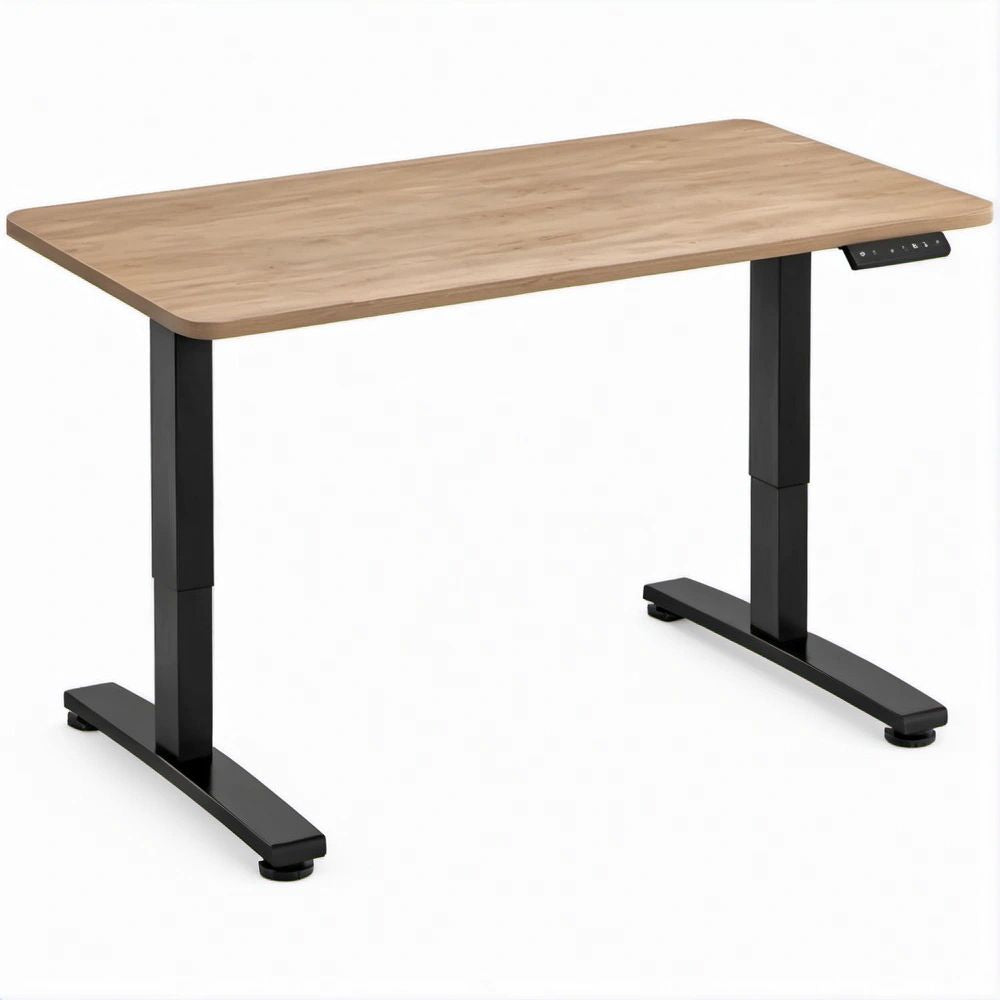 Secretária Elétrica com Altura Ajustável Carvalho e Preto 120 x 60 x 72-118 cm