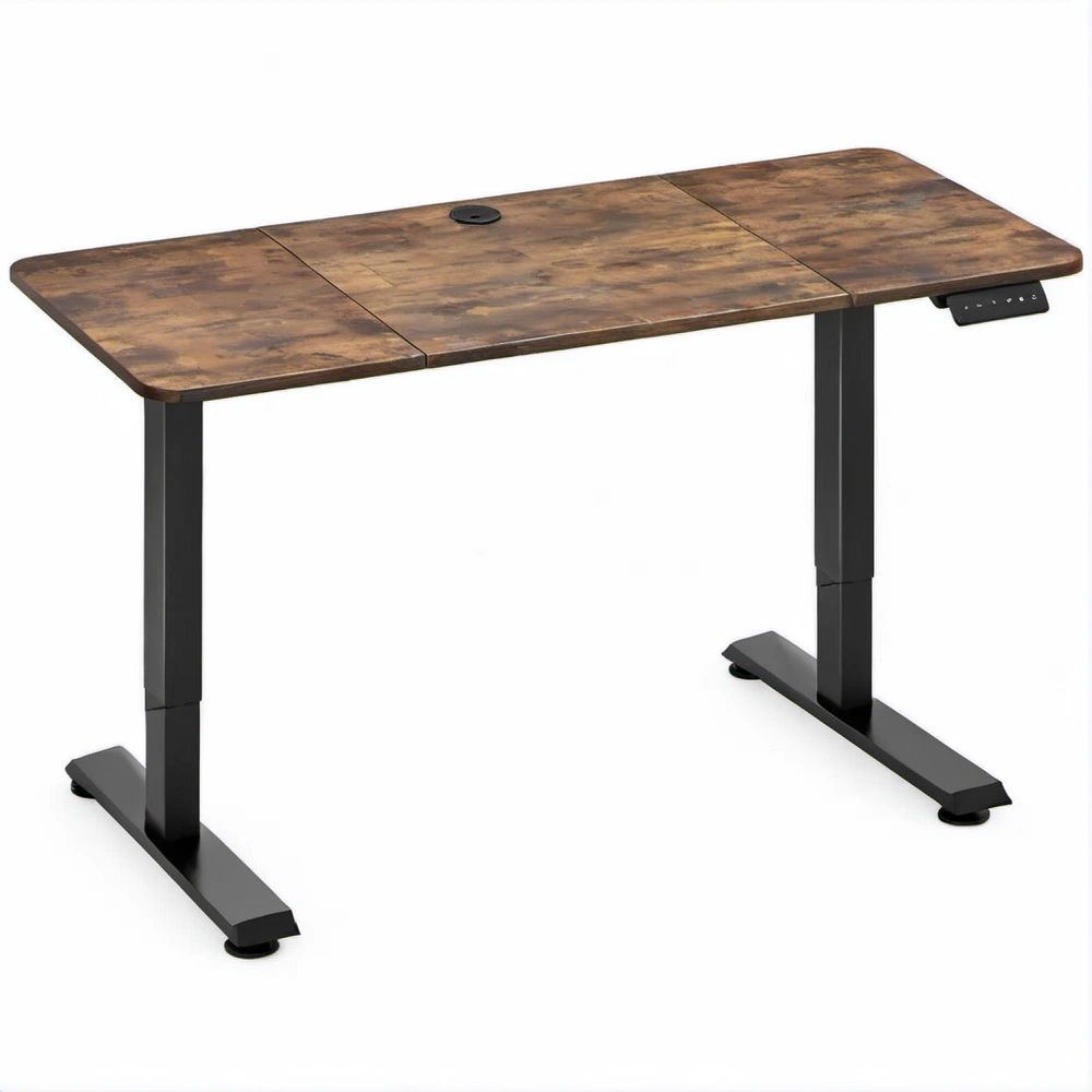Secretária Elétrica com Altura Ajustável 120 x 60 x 72-120 cm Castanho Rústico e Preto
