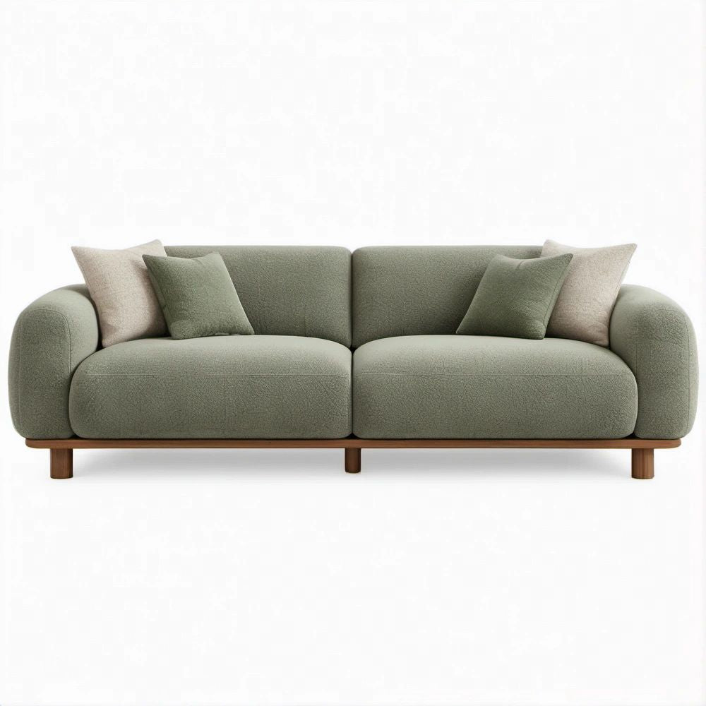 Sofá de 3 Lugares em Bouclé Verde-Sálvia 220 x 95 x 82 cm