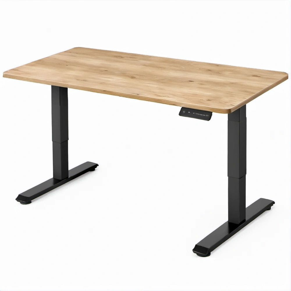 Secretária Elétrica Regulável em Altura 140 x 70 cm Carvalho Natural e Preto