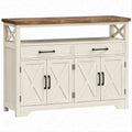 Móvel Branco e Castanho em MDF e Pinho 120 x 45 x 90 cm com 4 Portas e 2 Gavetas