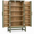 MDF Verde e Carvalho Natural, 100 x 45 x 190 cm, com Portas e Prateleiras