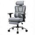 Cadeira Ergonómica Giratória Cinzenta, Preta e Prateada com Apoio de Pés 68 x 68 x 118-128 cm