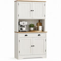 Armário Aparador em MDF Branco e Carvalho Natural, 80 x 40 x 180 cm