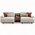 Conjunto de 2 Poltronas com Mesa Central Integrada Bege, Castanho-Escuro e Terracota 220 x 85 x 82 cm