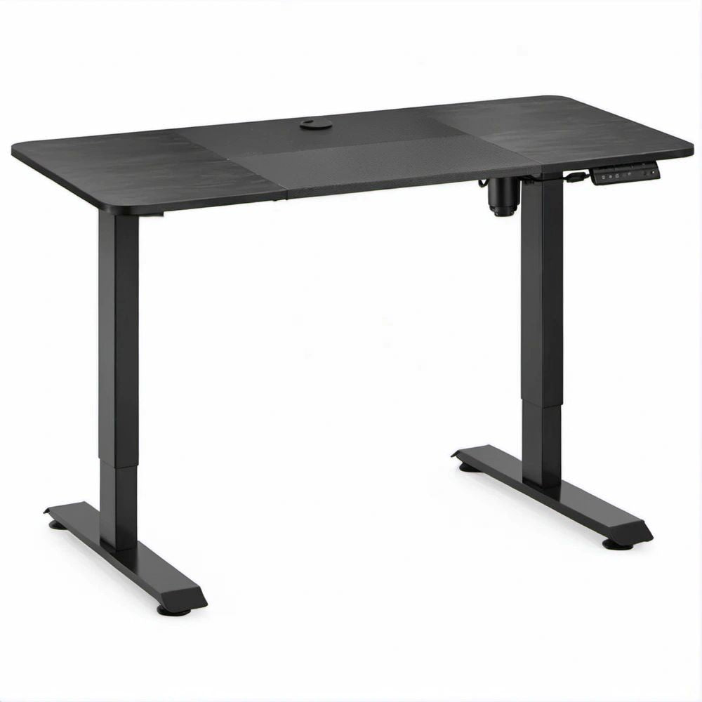 Secretária Elétrica Ajustável Preta em Aglomerado Melaminado e Aço, 120 x 60 x 72-117 cm