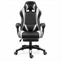 Cadeira Gaming Ergonómica em Couro Sintético PU Preta, Branca e Cinzenta 65 x 65 x 118-128 cm
